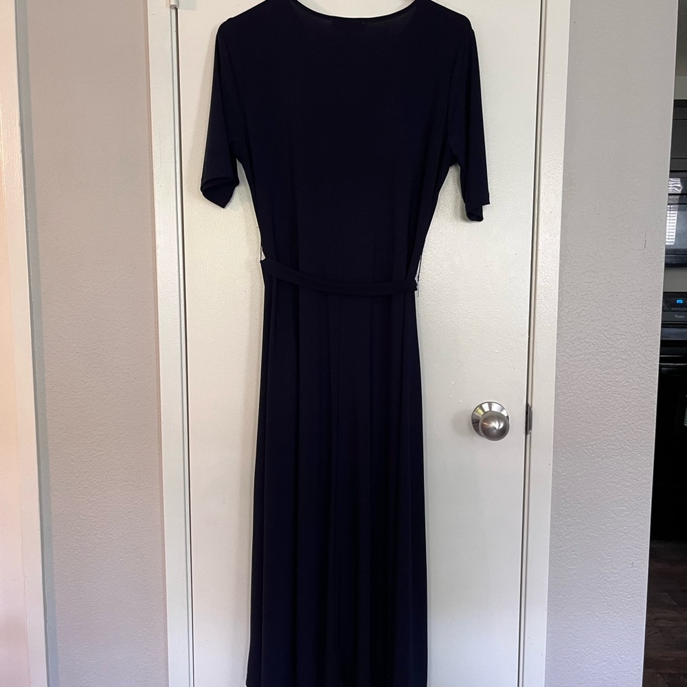 Chaus Navy Blue Wrap Tie Front Dress - Picture 2 of 6